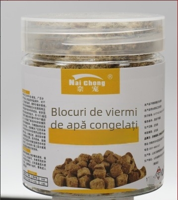 Hrană pentru pești de acvariu — Freeze-dried water earthworms, Naichong; origine Liaocheng, Shandong; marcă Naichong; tip: hrană pentru animale de companie acvariu; Import nu