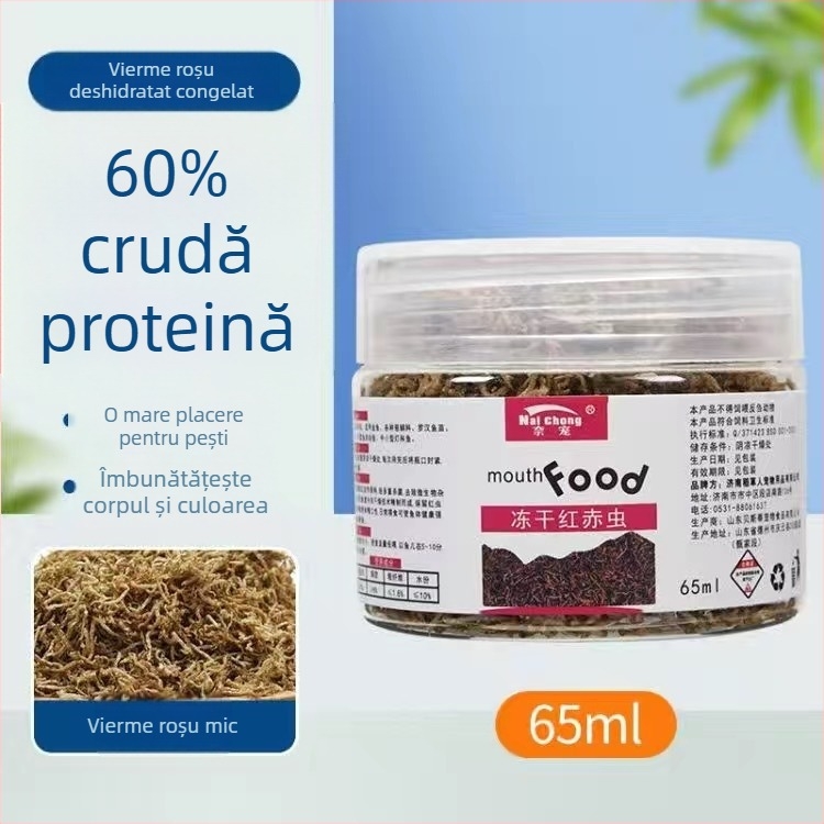 Hrană pentru pești de acvariu — Freeze-dried water earthworms, Naichong; origine Liaocheng, Shandong; marcă Naichong; tip: hrană pentru animale de companie acvariu; Import nu