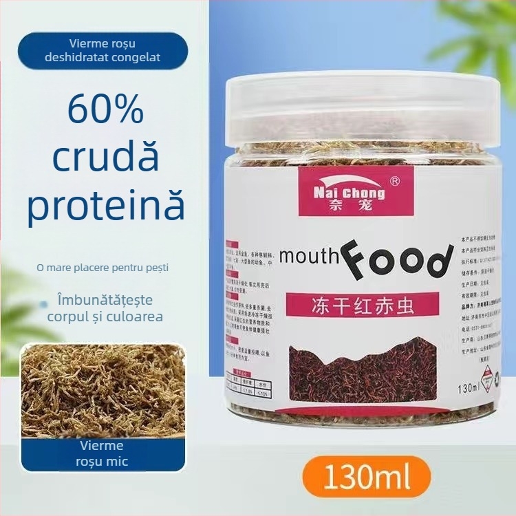 Hrană pentru pești de acvariu — Freeze-dried water earthworms, Naichong; origine Liaocheng, Shandong; marcă Naichong; tip: hrană pentru animale de companie acvariu; Import nu