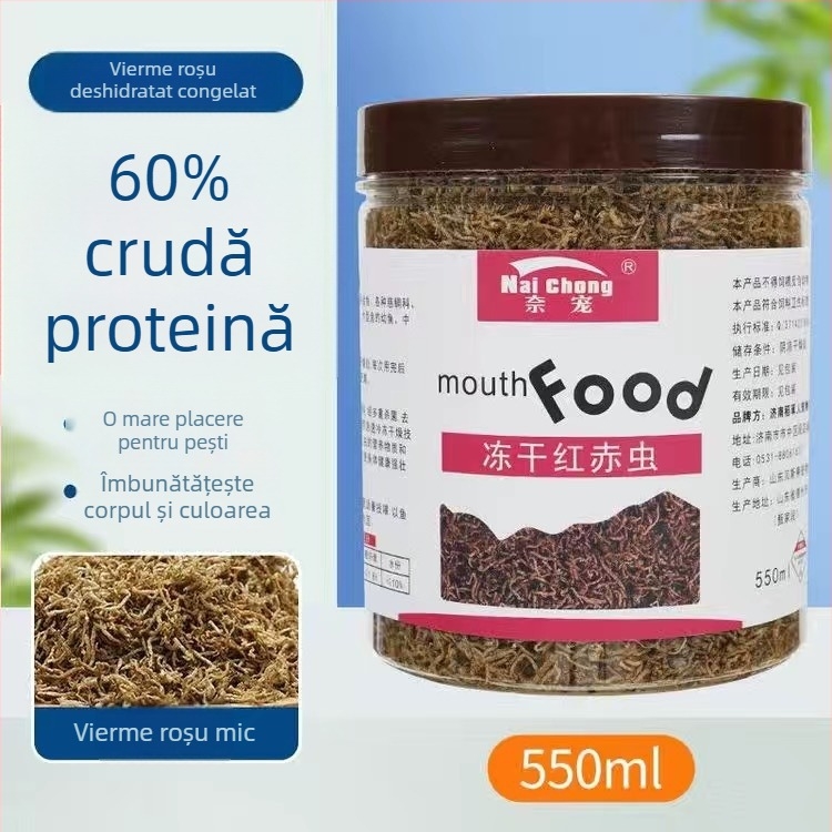 Hrană pentru pești de acvariu — Freeze-dried water earthworms, Naichong; origine Liaocheng, Shandong; marcă Naichong; tip: hrană pentru animale de companie acvariu; Import nu