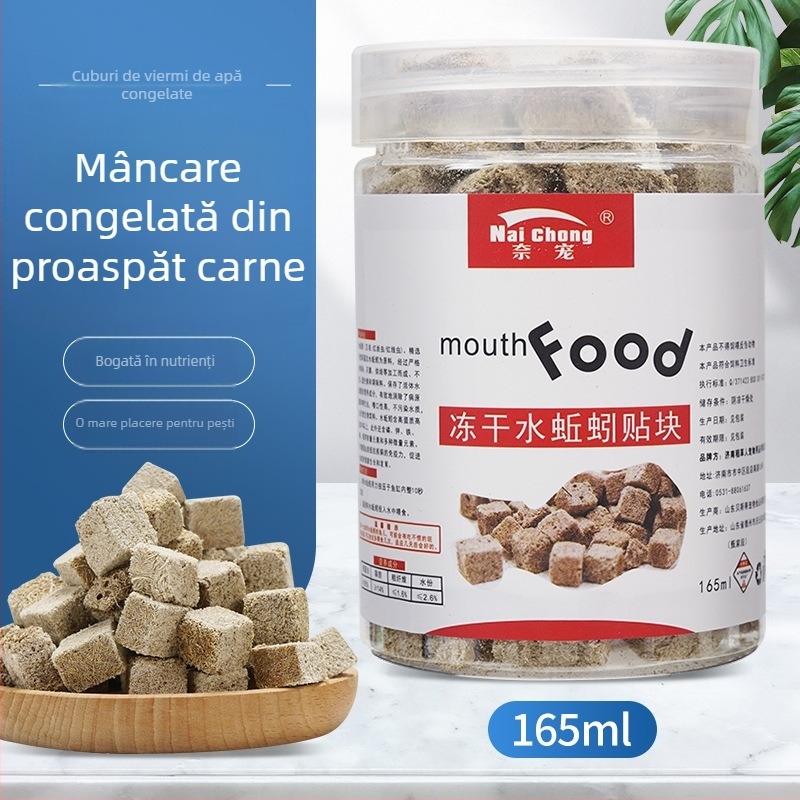 Hrană pentru pești de acvariu — Freeze-dried water earthworms, Naichong; origine Liaocheng, Shandong; marcă Naichong; tip: hrană pentru animale de companie acvariu; Import nu