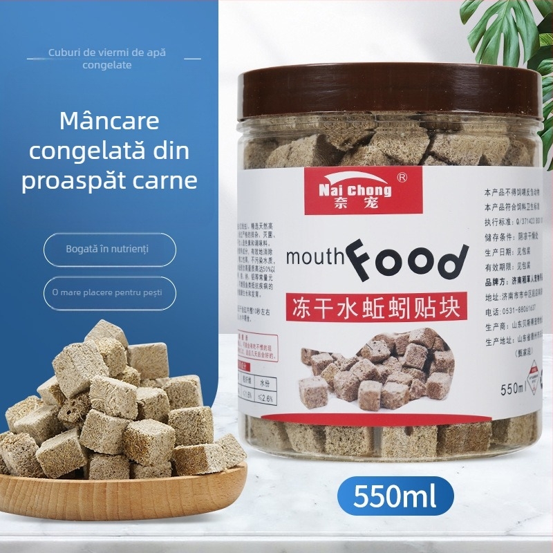 Hrană pentru pești de acvariu — Freeze-dried water earthworms, Naichong; origine Liaocheng, Shandong; marcă Naichong; tip: hrană pentru animale de companie acvariu; Import nu