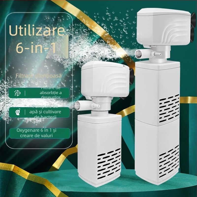 Pompă de filtrare pentru acvariu, trei în unu, circulație silențioasă (Carcasă din plastic, 0.2–1 kg)