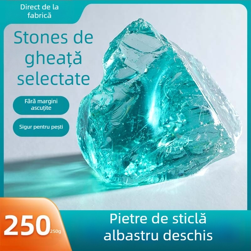 Piatră de sticlă neregulată pentru fundul grădinii și al acvariului, 500 g, 1 bucată