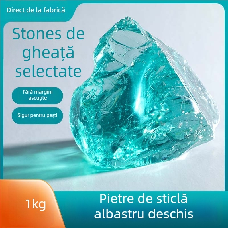 Piatră de sticlă neregulată pentru fundul grădinii și al acvariului, 500 g, 1 bucată