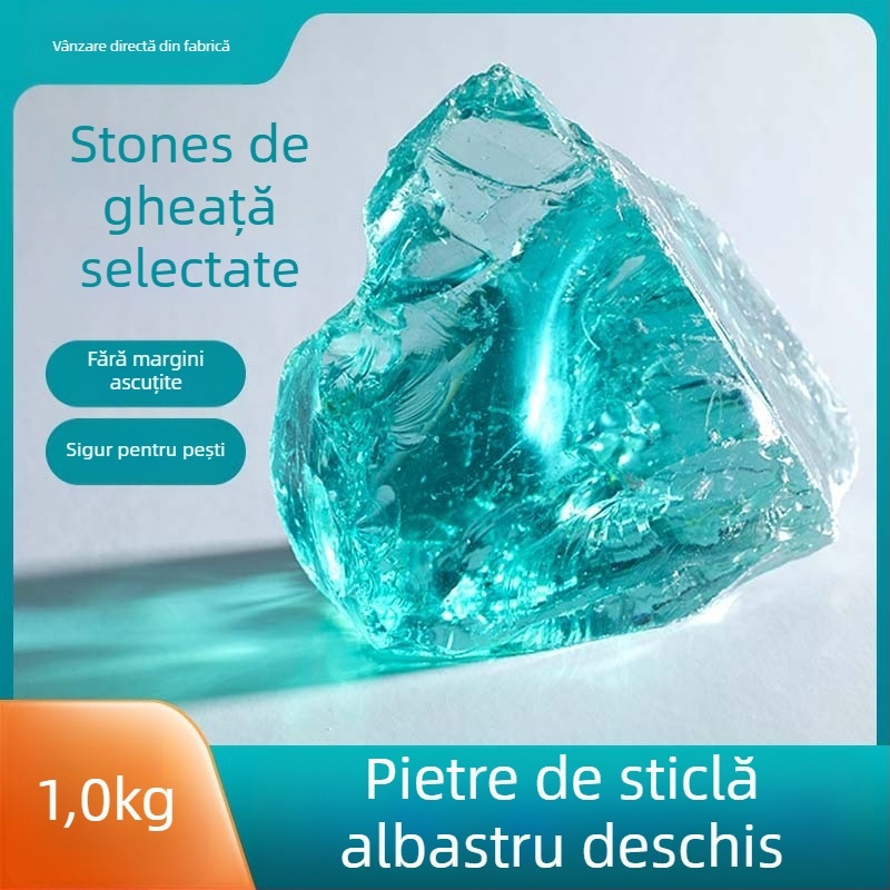Piatră de sticlă neregulată pentru fundul grădinii și al acvariului, 500 g, 1 bucată