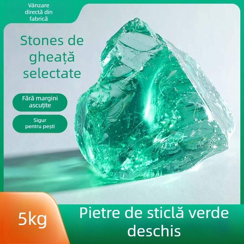 Piatră de sticlă neregulată pentru fundul grădinii și al acvariului, 500 g, 1 bucată