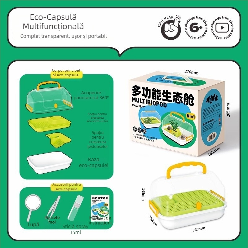 Cutie de observație ecologică pentru copii – plastic, marcă Kou Duck, pentru copii 3–6 ani