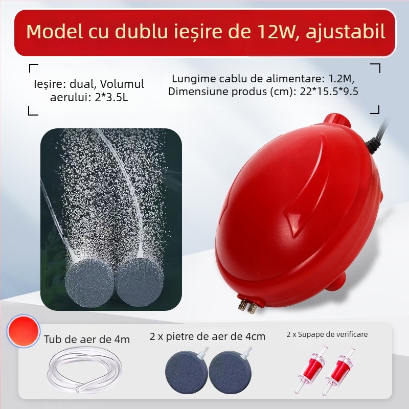 Naichong pompă de oxigenare pentru acvariu, alimentare DC, debit de aer reglabil și oxigenare în profunzime.