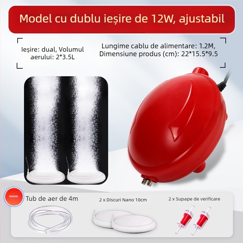 Naichong pompă de oxigenare pentru acvariu, alimentare DC, debit de aer reglabil și oxigenare în profunzime.