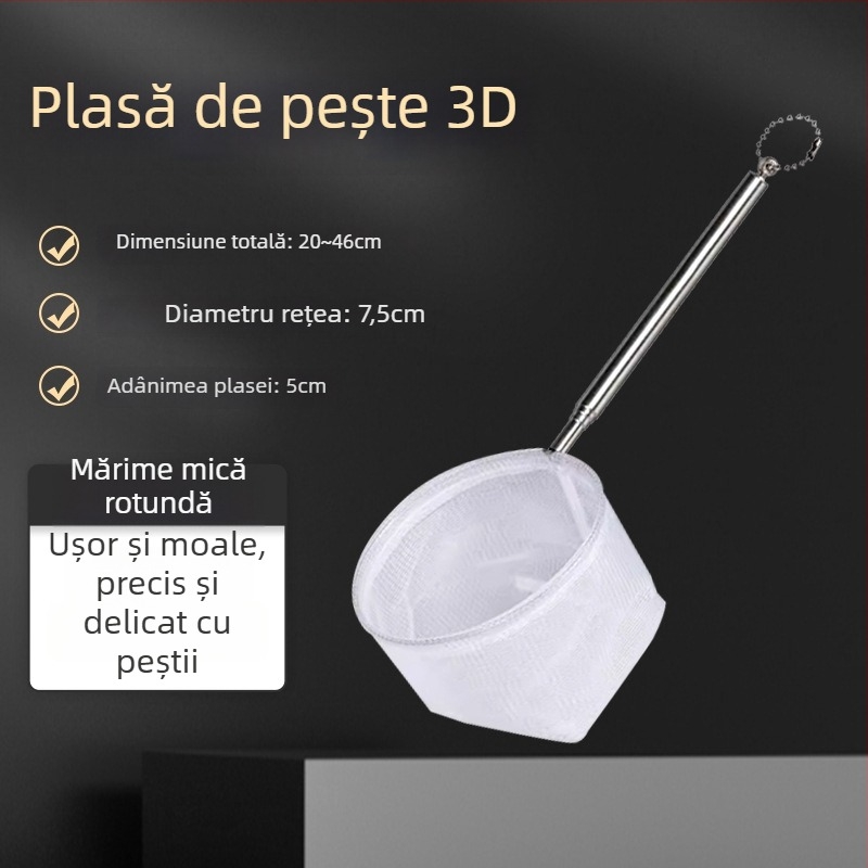 Plasă de acvariu din oțel inoxidabil, telescopic, lucrată manual, 50 g, Echipament pentru acvariu