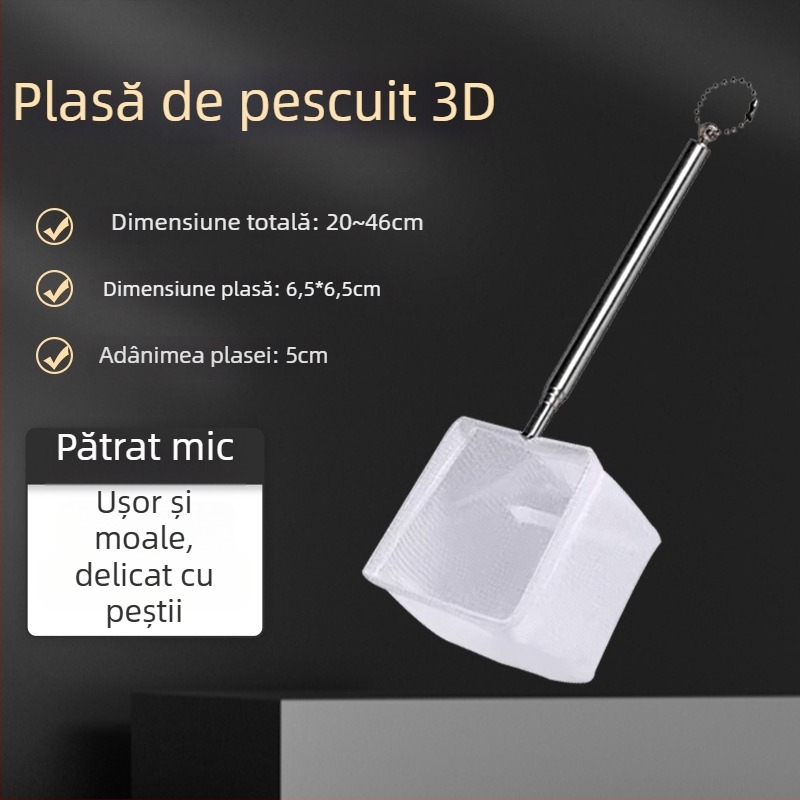 Plasă de acvariu din oțel inoxidabil, telescopic, lucrată manual, 50 g, Echipament pentru acvariu