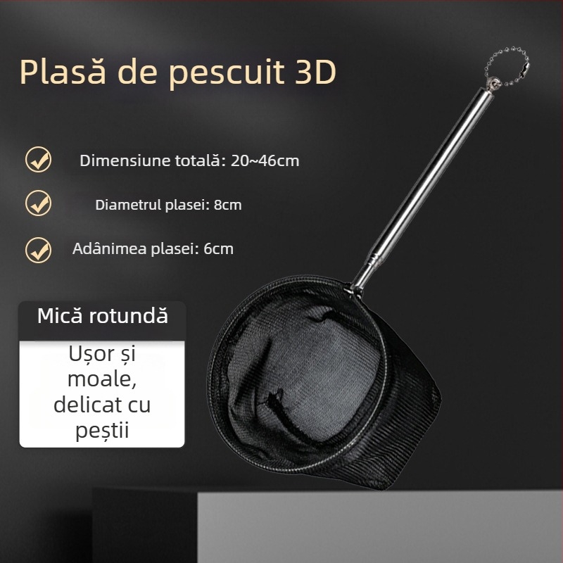 Plasă de acvariu din oțel inoxidabil, telescopic, lucrată manual, 50 g, Echipament pentru acvariu