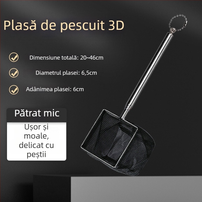 Plasă de acvariu din oțel inoxidabil, telescopic, lucrată manual, 50 g, Echipament pentru acvariu