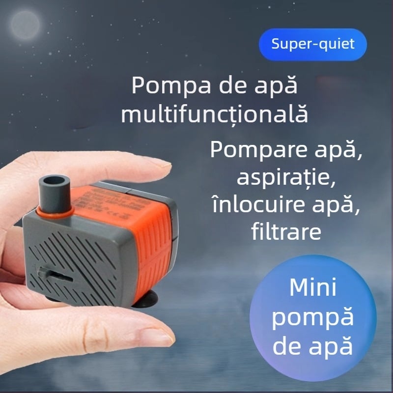 Pompa submersibilă pentru acvariu, ultra-quiet, compactă pentru circulație și fântână, 3W/5W, plastic, 0,5 kg