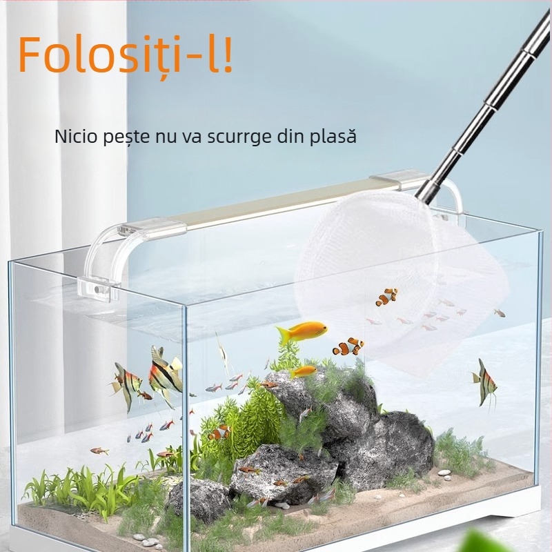 Plasă de pescuit din oțel inoxidabil retractabilă, cu mâner lung, formă rotundă și pătrată (50 g)