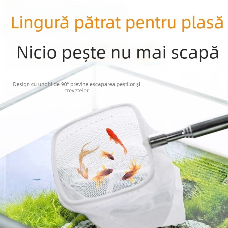 Plasă de pescuit din oțel inoxidabil retractabilă, cu mâner lung, formă rotundă și pătrată (50 g)