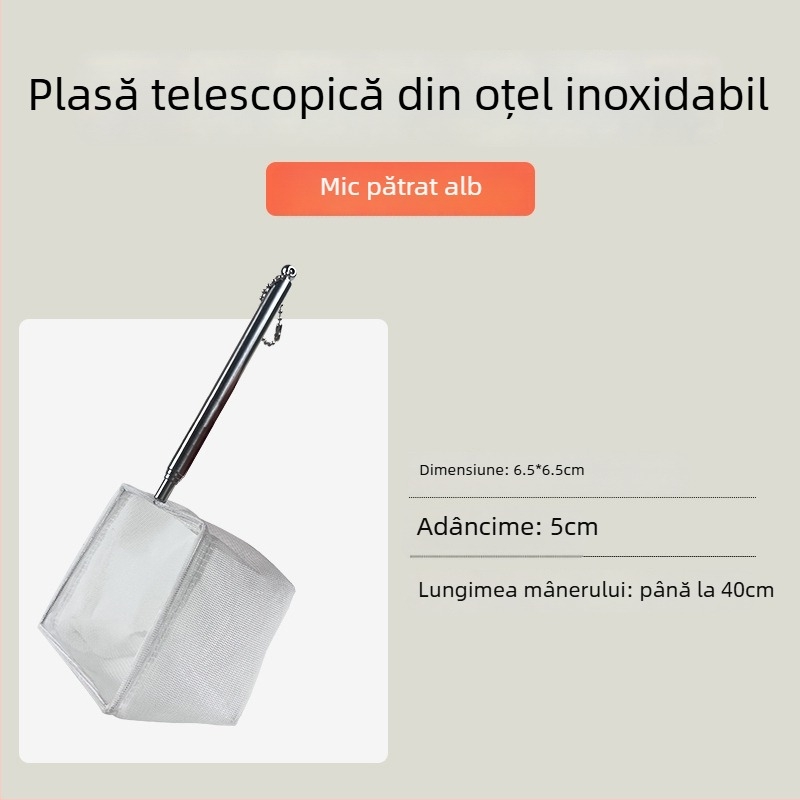 Plasă de pescuit din oțel inoxidabil retractabilă, cu mâner lung, formă rotundă și pătrată (50 g)