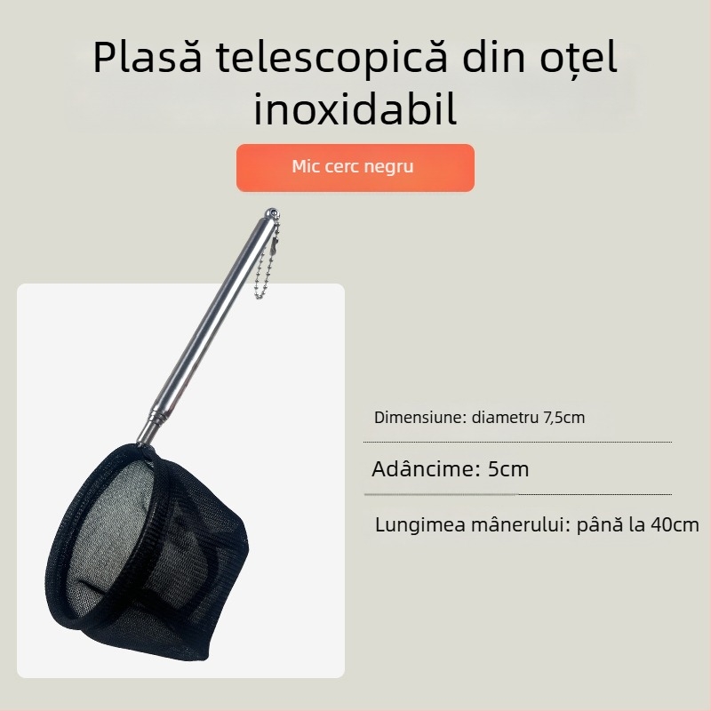 Plasă de pescuit din oțel inoxidabil retractabilă, cu mâner lung, formă rotundă și pătrată (50 g)