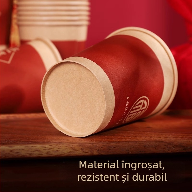 Cupe de hârtie, de unică folosință pentru inaugurarea casei, cu model text, ambalaj OPP, material: hârtie, potrivite pentru Ziua Chineză a Îndrăgostiților