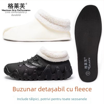 Ghete de ploaie impermeabile pentru bărbați, joase, cu talpă antiderapantă, căptușeală caldă și talpă EVA