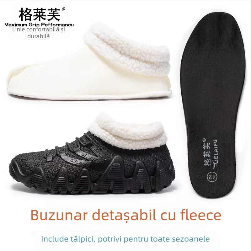 Ghete de ploaie impermeabile pentru bărbați, joase, cu talpă antiderapantă, căptușeală caldă și talpă EVA