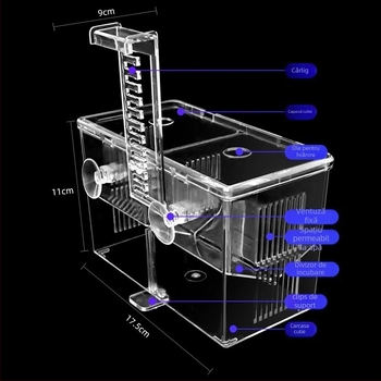 Cutie din polipropilenă pentru izolare și incubare a guppy-ului și a peștilor tropicali