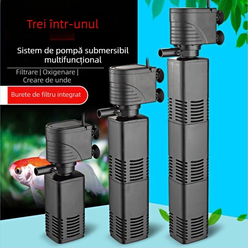 Quanlong pompă submersibilă pentru acvariu, 3 în 1 încorporată, filtru, pentru oxigenare, corp din plastic