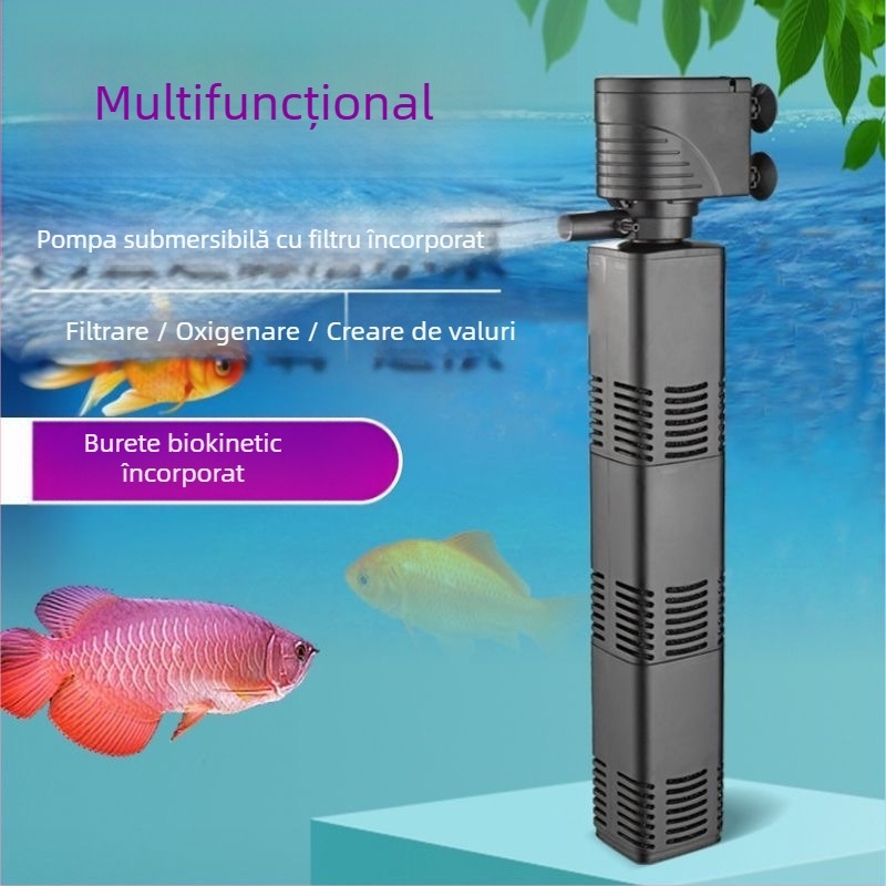 Quanlong pompă submersibilă pentru acvariu, 3 în 1 încorporată, filtru, pentru oxigenare, corp din plastic