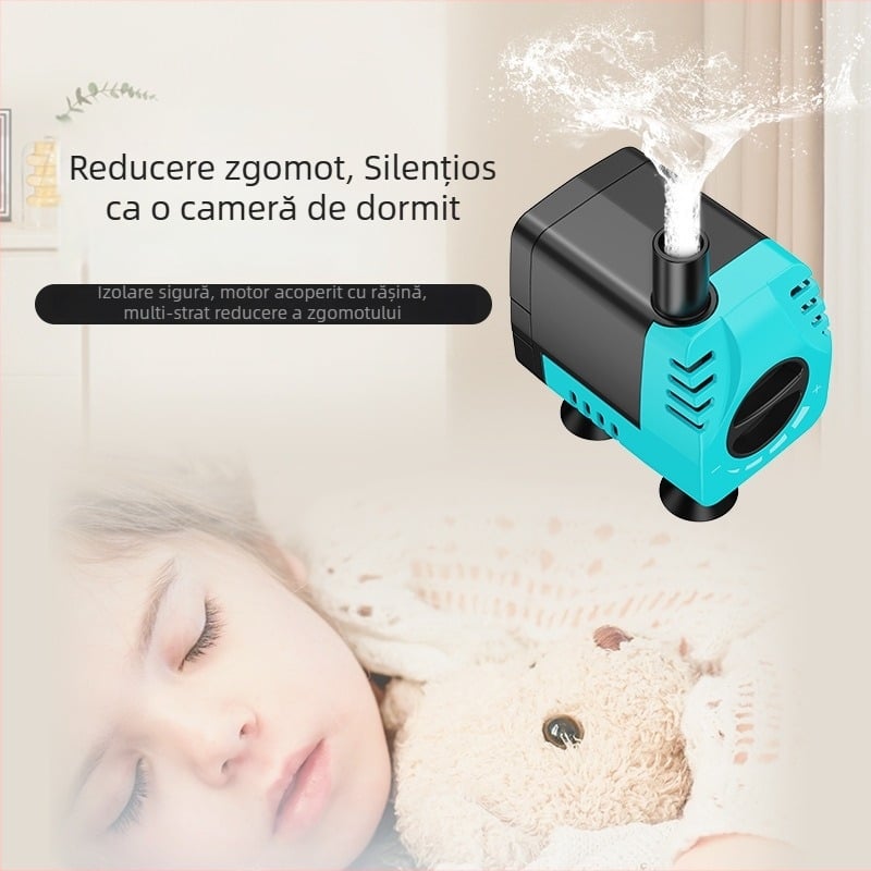 Pompă submersibilă pentru acvariu, cu filtru silențios, debit reglabil, debit mare, economie de energie, circulație în rocă decorativă