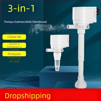 Pompă submersibilă pentru acvariu cu oxigenare și filtrare, filtru 4 în 1, montaj pe perete, silențioasă și economică