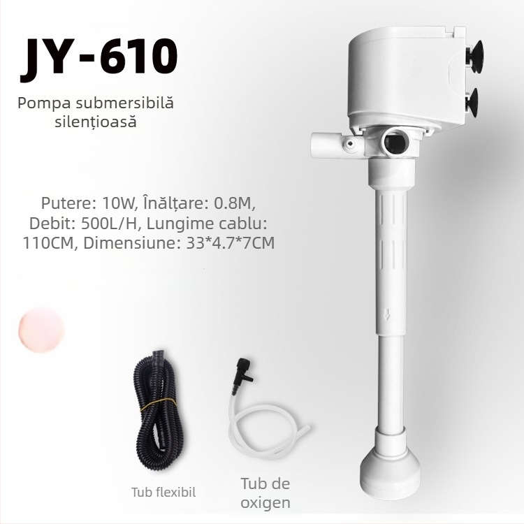 Pompă submersibilă pentru acvariu cu oxigenare și filtrare, filtru 4 în 1, montaj pe perete, silențioasă și economică