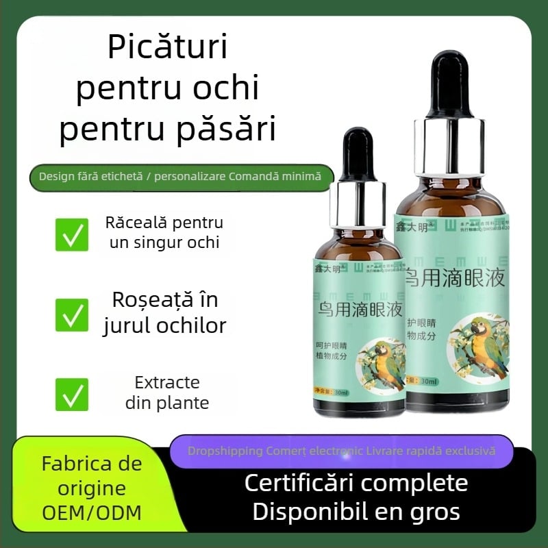 Picături oculare pentru papagali și păsări – o singură picătură pentru un ochi, pentru ochii lăcrimați, păsări adulte