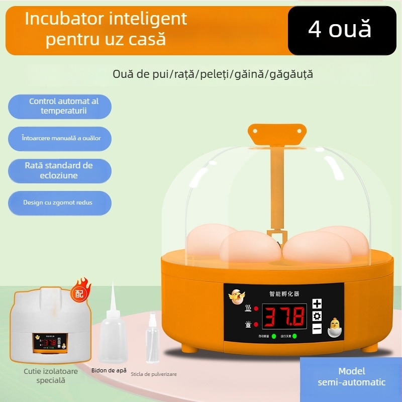 Incubator de ouă pentru uz casnic, rotire automată a ouălor, capacitate 6 ouă, pentru ouă de pui și prepelițe