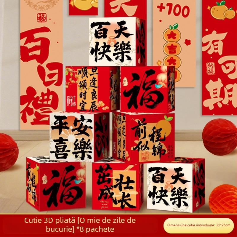 Accesorii foto pentru 100 de zile ale bebelușului și decor pentru spațiu – Imena, hârtie, stil chinezesc, temă de zi de naștere, potrivite pentru ziua de naștere, lună plină, primul său aniversar