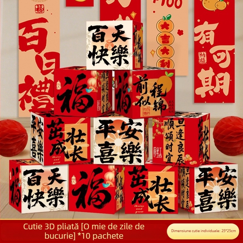 Accesorii foto pentru 100 de zile ale bebelușului și decor pentru spațiu – Imena, hârtie, stil chinezesc, temă de zi de naștere, potrivite pentru ziua de naștere, lună plină, primul său aniversar