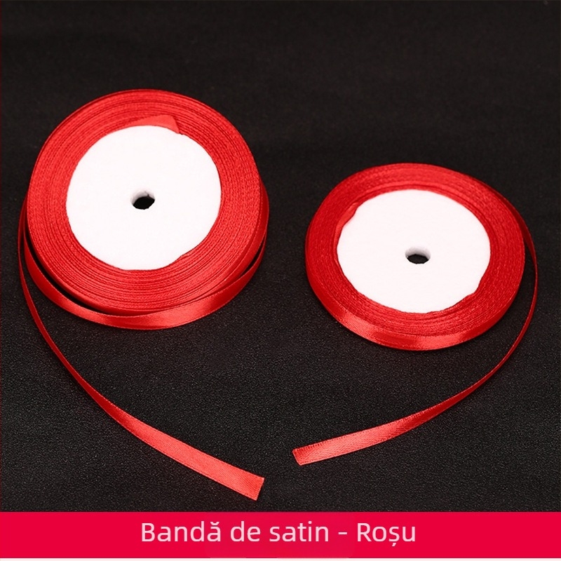 Panglică satinată de nuntă cu motiv de fericire dublă (Poliester; Brand Fei Xun Fei; Categorie: Recuzită pentru decorarea spațiului; Potrivit pentru: Sărbătoare de nuntă)