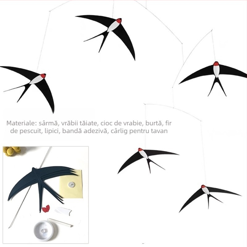 Lechuang ornament interior cu rândunică – stil primăvară, material: Alt, accesorii pentru aranjarea spațiilor