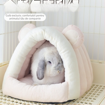 Cuib pentru animale de companie – cuib de iarnă cald pentru iepuri și mamifere mici; Material: flori de mătase; Potrivit pentru iepuri, iepuri pitici, porci de Guineea și chinchile