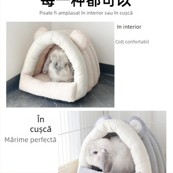 Cuib pentru animale de companie – cuib de iarnă cald pentru iepuri și mamifere mici; Material: flori de mătase; Potrivit pentru iepuri, iepuri pitici, porci de Guineea și chinchile