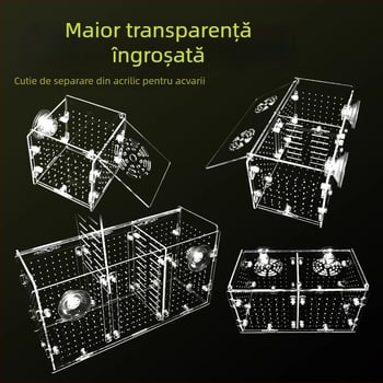 Cutie izolatoare acrilică pentru acvariu – incubare guppy, pui de țestoasă, Betta și pești tropicali; Material: acrilic; Origine: Hebei; Categorie: echipamente acvariu