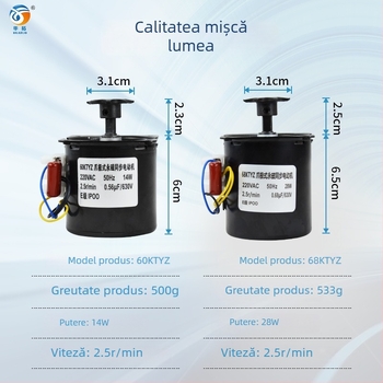 Accesorii pentru incubatoare: motor industrial de răsucire a ouălor (motor sincron 60KTYZ) pentru incubatoare; compatibil cu găini, gâște, rațe, fazani, porumbei; controlul temperaturii 0–99°C; procesare personalizată