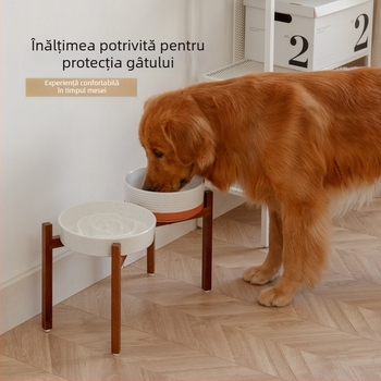Vas ceramic pentru animale de companie cu alimentare lentă, vas dublu, anti-răsturnare, pentru apă și mâncare, Xingmi ceramics