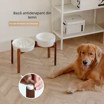 Vas ceramic pentru animale de companie cu alimentare lentă, vas dublu, anti-răsturnare, pentru apă și mâncare, Xingmi ceramics