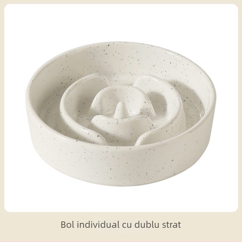 Vas ceramic pentru animale de companie cu alimentare lentă, vas dublu, anti-răsturnare, pentru apă și mâncare, Xingmi ceramics