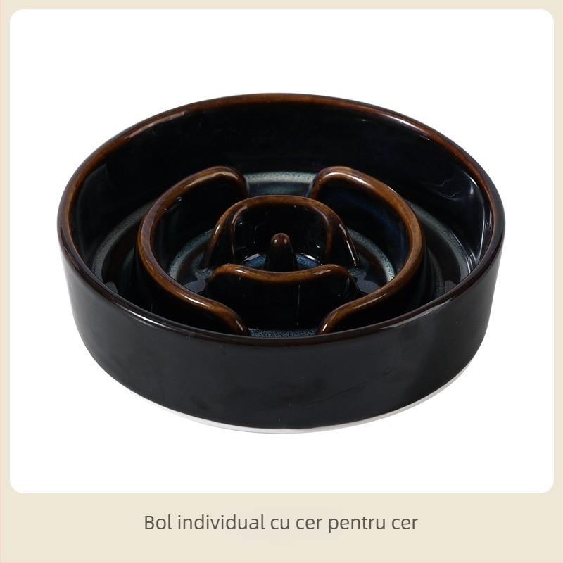 Vas ceramic pentru animale de companie cu alimentare lentă, vas dublu, anti-răsturnare, pentru apă și mâncare, Xingmi ceramics