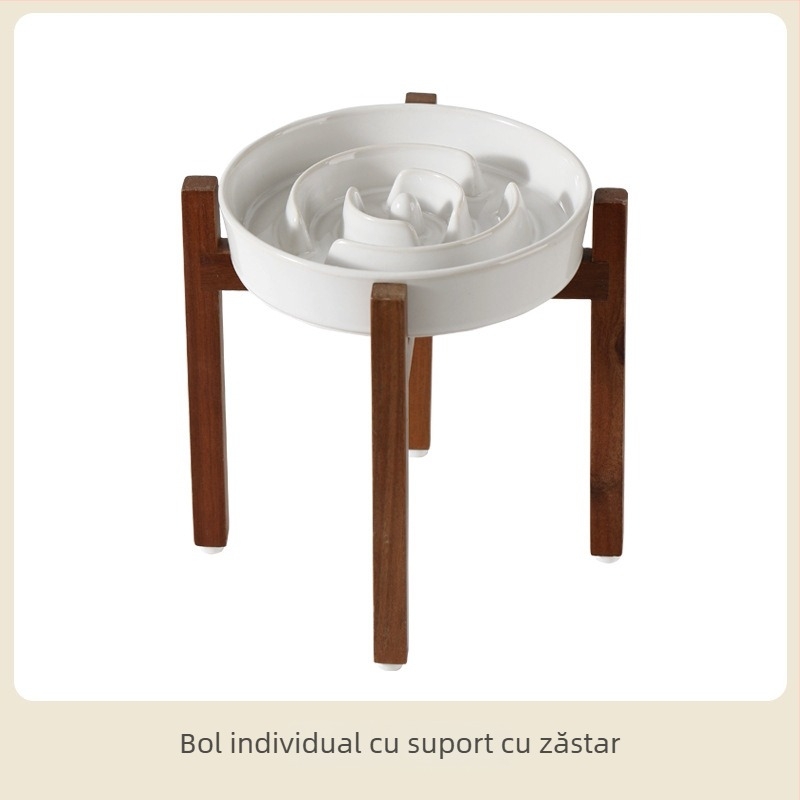 Vas ceramic pentru animale de companie cu alimentare lentă, vas dublu, anti-răsturnare, pentru apă și mâncare, Xingmi ceramics