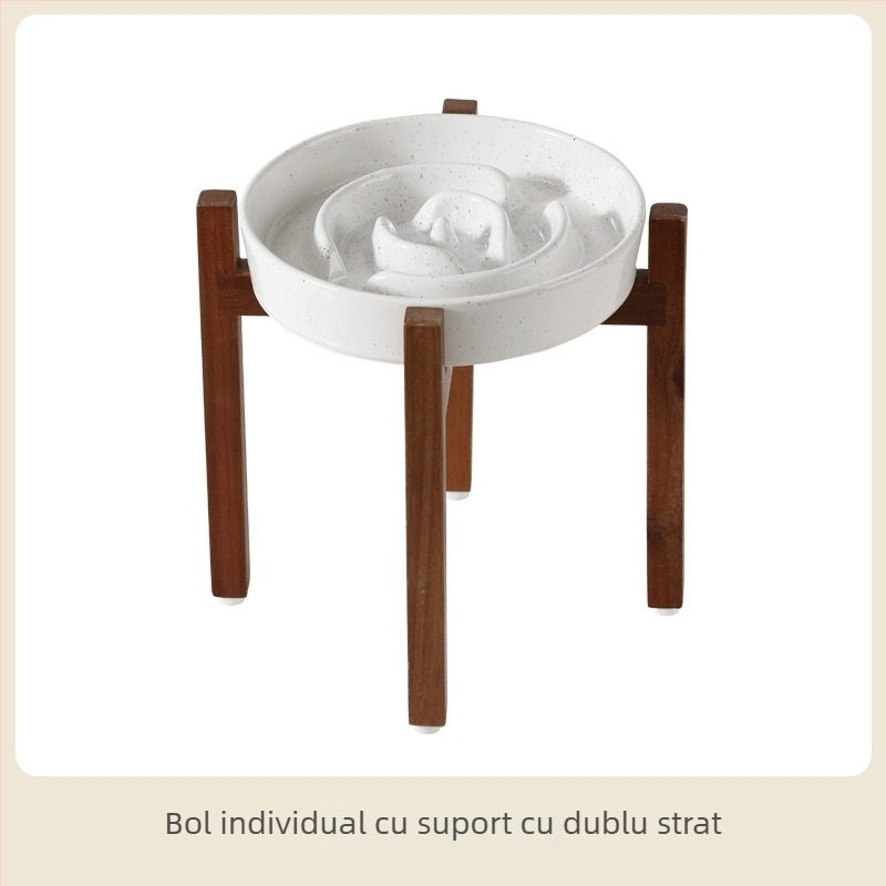 Vas ceramic pentru animale de companie cu alimentare lentă, vas dublu, anti-răsturnare, pentru apă și mâncare, Xingmi ceramics