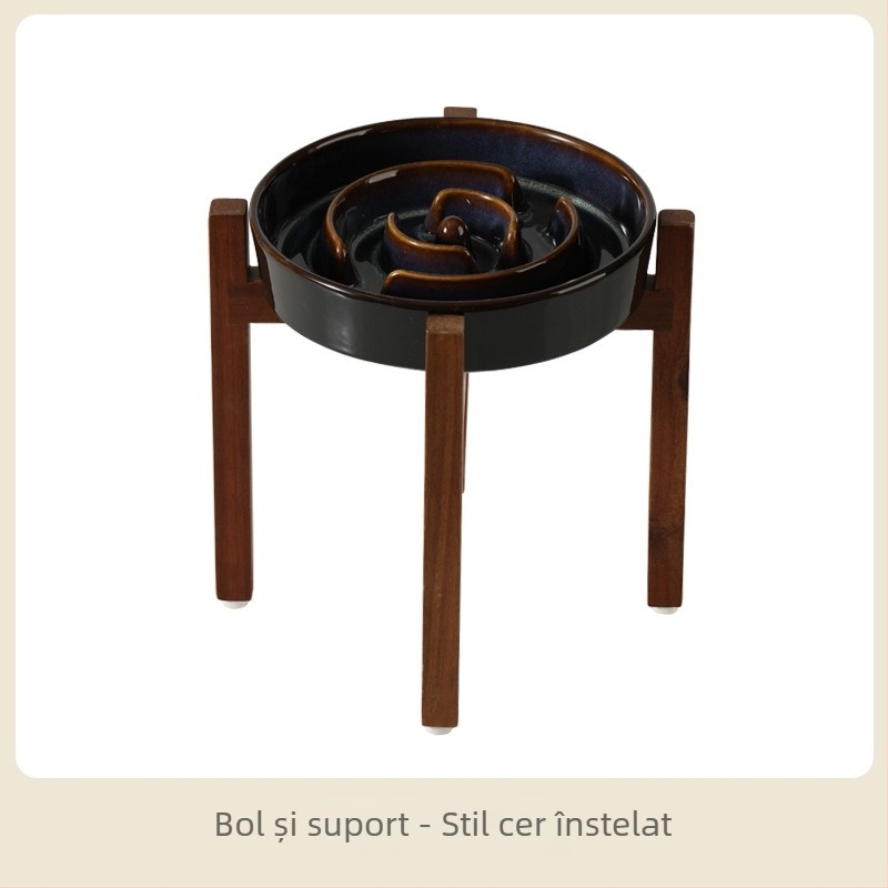 Vas ceramic pentru animale de companie cu alimentare lentă, vas dublu, anti-răsturnare, pentru apă și mâncare, Xingmi ceramics