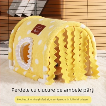 Tunel în formă de U pentru animale de companie mici – bumbac, detașabil și lavabil, izolație caldă